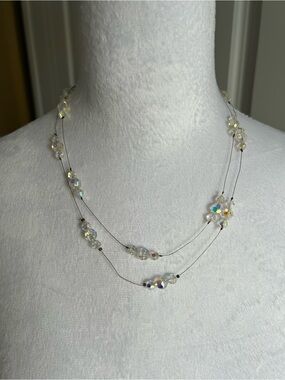 Aurora Crystal Bead Double Strand Necklace - Clear